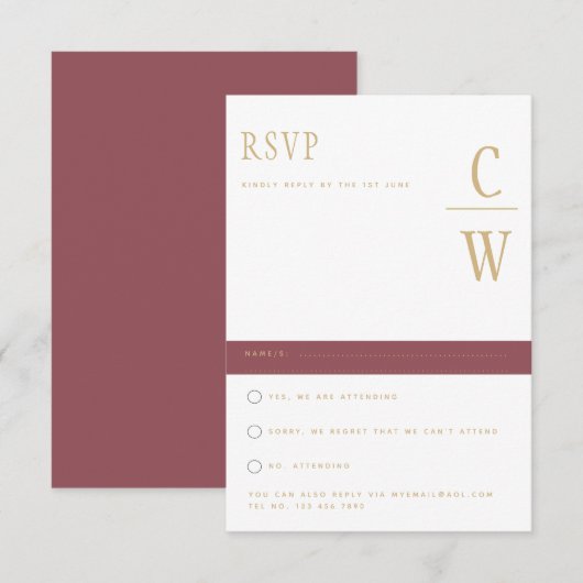 Trending Moderne Roos Pink Gold Wedding RSVP Kaartje (Voorkant / Achterkant)
