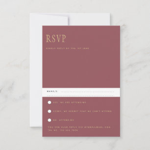 Trending Moderne Roos Pink Gold Wedding RSVP Kaartje