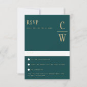 Trending Peacock TURQUOISE Green Gold Wedding RSVP (Devant)