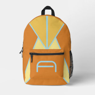 Trending Retro Geometrisch Verbrand Oranje Monogra Bedrukte Rugzak