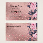 Trending ROSEGOLD Wedding Pink Navy Metallic Visitekaartje (Voorkant /achterkant)