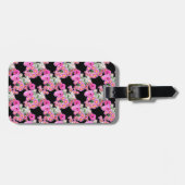 Trending Roze zwart bloemmotief accessoires Bagagelabel (Voorkant horizontaal)