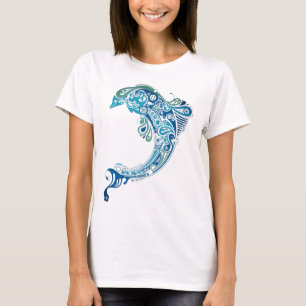 Trending Turquoise Dolphin Tattoo Abstracte kunst T-shirt