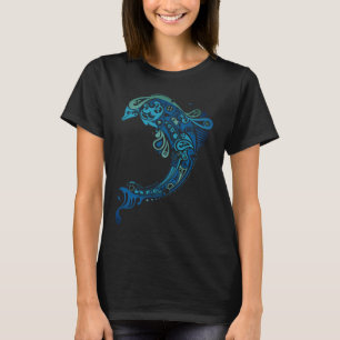 Trending Turquoise Dolphin Tattoo Abstracte kunst T-shirt