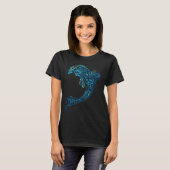 Trending Turquoise Dolphin Tattoo Abstracte kunst T-shirt (Voorkant volledig)