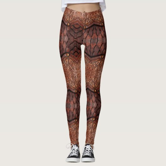 Trending Viking Armor Vest brown Abstract Leggings (Voorkant)