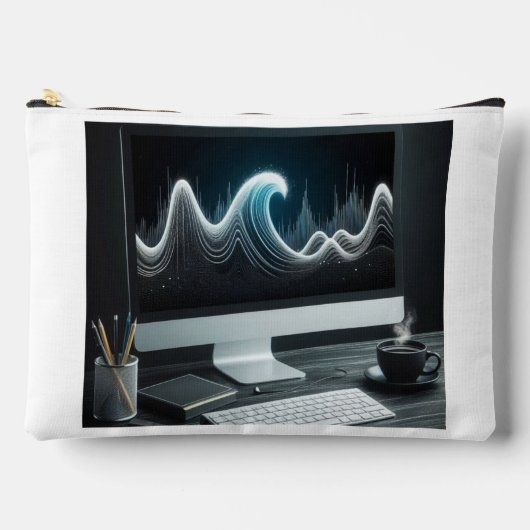 Trending Wave Inside PC-monitor met kopje thee Etui (Voorkant)