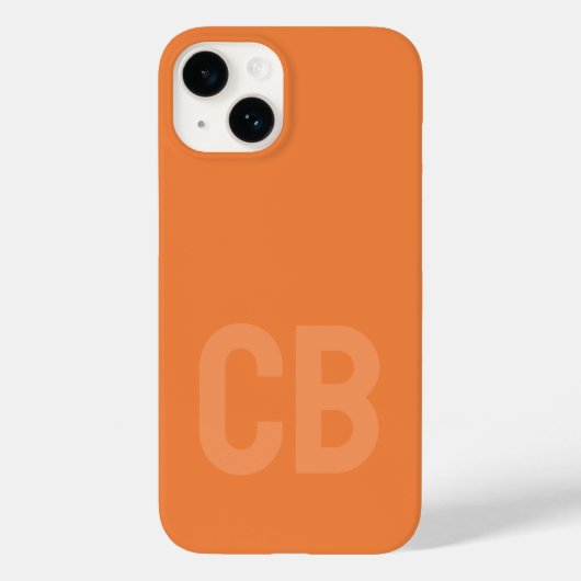 Trendkleur Fris Tangerine Minimalistisch Monogram Case-Mate iPhone Case (Achterkant)
