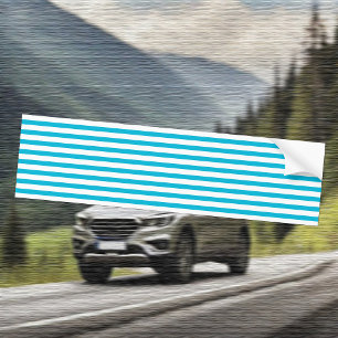 Trendkleur - levendige cyaan gestreepte Bumperstic Bumpersticker