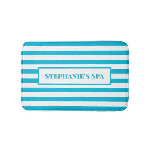 Trendkleur — levendige cyaan gestreepte spa badmat (Voorkant)