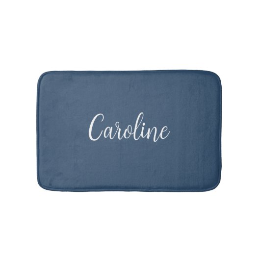 Trendkleur Serious Blauwe Naam Badmat (Voorkant)