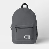 Trendkleur - Slate Grey Monogram Gedrukte Rugzak (Voorkant)