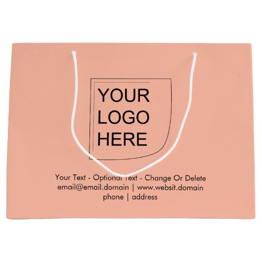 Trendkleur - Soft Peach Grote Logo Cadeautas (Voorkant)