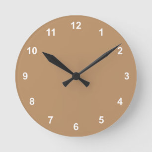 Trendkleur - Warm beige  met cijfers Ronde Klok