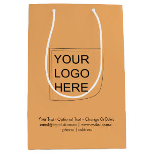 Trendkleur - Zachte Oranje Middelgrote Logo Cadeau Medium Cadeauzakje