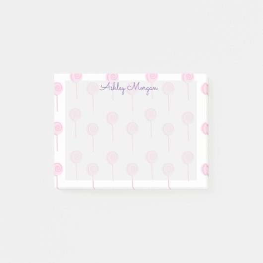 trendmonogram met schattig roze snoep post-it® notes (Voorkant)