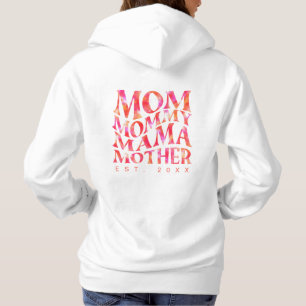 Trendsetting Mama: Groovy Hot Pink Stropdas-Dye Cu Hoodie