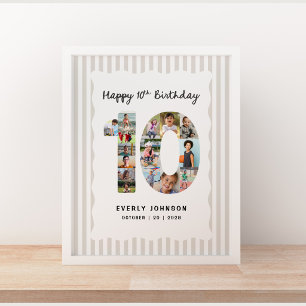Trendy 10e verjaardag nummer foto 16x20in collage poster