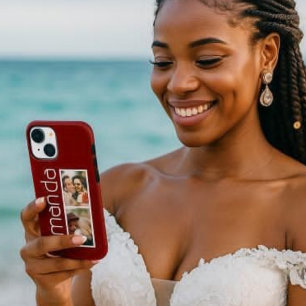 Trendy 2 foto's en naam kan veranderen Zwarte iPho iPhone 16 Hoesje