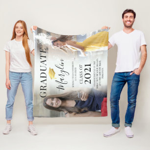Trendy 2 het Afstuderen van de Foto, Naam & de Kno Fleece Deken