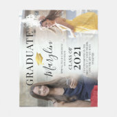 Trendy 2 het Afstuderen van de Foto, Naam & de Kno Fleece Deken (Voorkant)