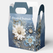 Trendy 3-D Blue Denim Print met kostuum sieraden Bedankdoosjes (Geopend)