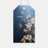 Trendy 3-D Blue Denim Print met kostuum sieraden Cadeaulabel (Voorkant)