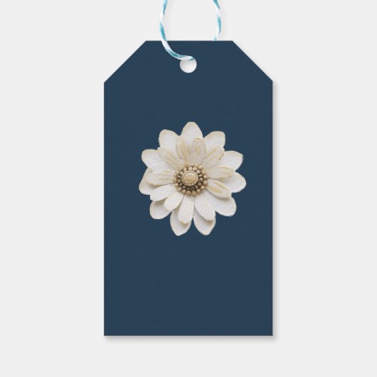 Trendy 3-D Blue Denim Print met kostuum sieraden Cadeaulabel (Achterkant)