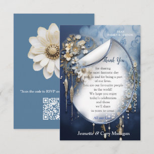 Trendy 3-D Blue Denim Print met kostuum sieraden RSVP Kaartje