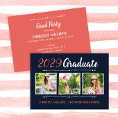 Trendy 3 Foto Collage Graduation Party Invitation Kaart