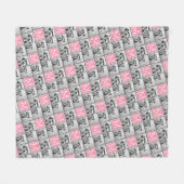 Trendy 3 Foto Collage Gray Pink Monogram Fleece Deken (Voorkant (Horizontaal))