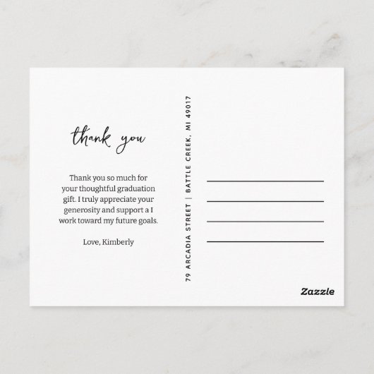 Trendy 3 fotocollage Afstuderen dank u Briefkaart (Achterkant)