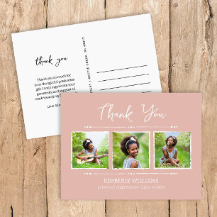 Trendy 3 fotocollage Afstuderen dank u Briefkaart