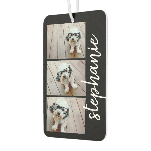 Trendy 3 Foto's zwart-wit moderne scriptnaam Luchtverfrisser (Links)