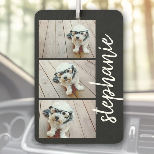 Trendy 3 Foto's zwart-wit moderne scriptnaam Luchtverfrisser