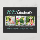 Trendy 3 Photo Collage Graduation Party Invitation (Devant)