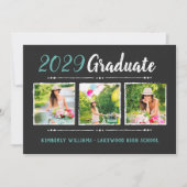 Trendy 3 Photo Collage Graduation Party Invitation (Devant)