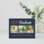 Trendy 3 Photo Collage Graduation Party Invitation (Debout devant)