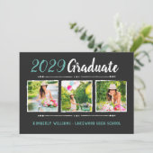 Trendy 3 Photo Collage Graduation Party Invitation (Debout devant)