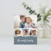 Trendy 4 Foto Collage Script Naam Briefkaart (Staand voorkant)
