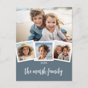 Trendy 4 Foto Collage Script Naam Briefkaart