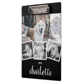 Trendy 4 Foto Collage Script Name White Black Klembord (Links)