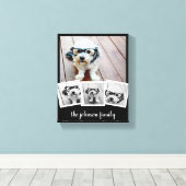 Trendy 4 Fotocollage Script Naam White Black Can Canvas Afdruk (Insitu (Houten vloer))