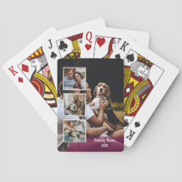 Trendy 4 Photo Collage Family Name Black Poker Car Pokerkaarten