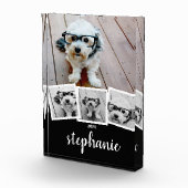 Trendy 4 pic Collage Script Name White Black Black Fotoblokken (Rechts)