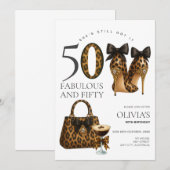 Trendy 50e luipaardprint Fabulous & 50 Birthday Kaart (Voorkant / Achterkant)