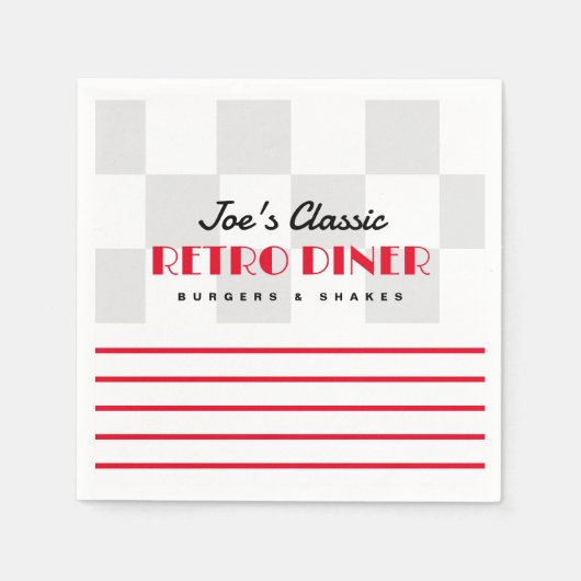 Trendy 50's retro diner cocktail party servetten (Voorkant)