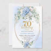 Trendy 70th Birthday Pastel Blue Floral Invitation (Devant)