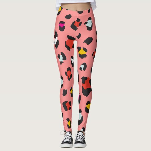 Trendy 80s Leggings van het Leopard Pattern (Voorkant)