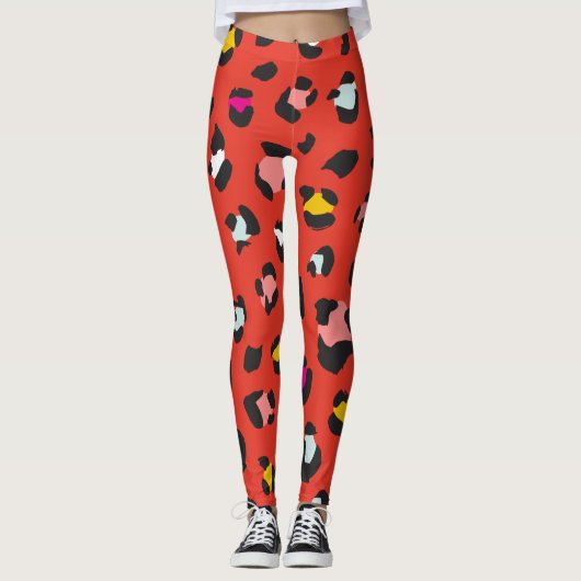 Trendy 80s Leggings van het Leopard Pattern (Voorkant)